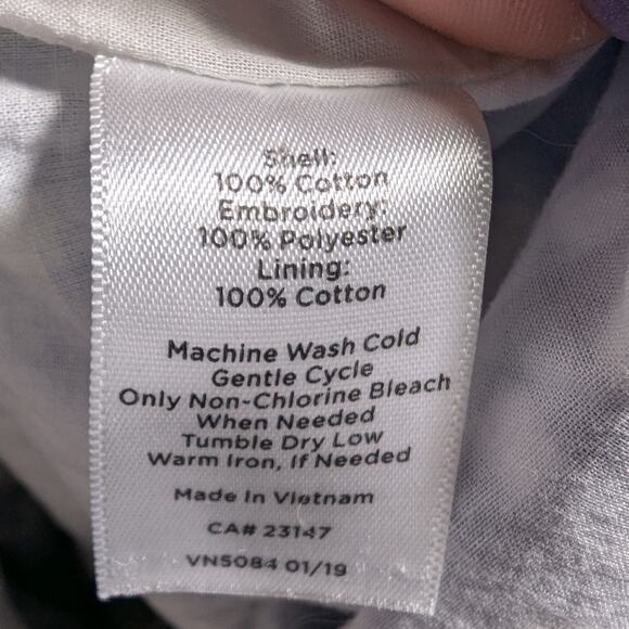 Talbots Blue Cotton Gingham Lemon Embroidered Knee Length Shift Dress Sz 6 - Picture 7 of 7